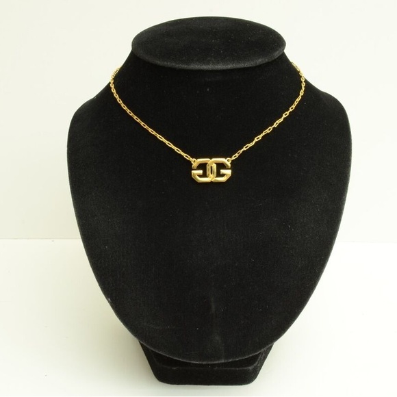 Givenchy Vintage Interlocking GG Logo Pendant Gold Tone Necklace with Gift Box - Picture 4 of 10